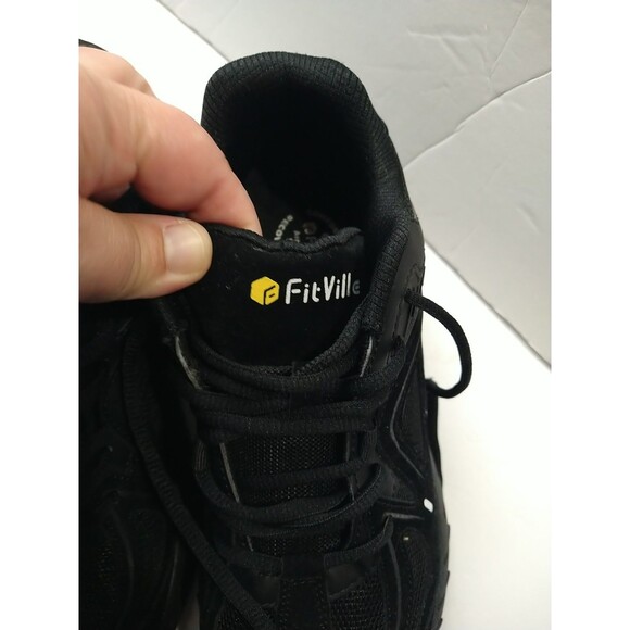 Fitville Woman 9EW Marco Black Lace up Sneakers Comfort Arch&Heel Support - Picture 2 of 11